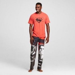 New Superman Batman 2 Piece Pajama Set Large